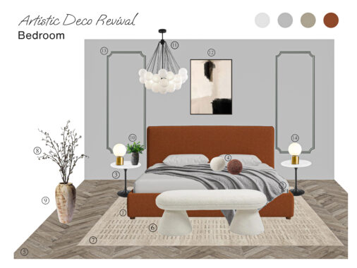Artistic Deco Revival Bedroom: Board with Shopping List