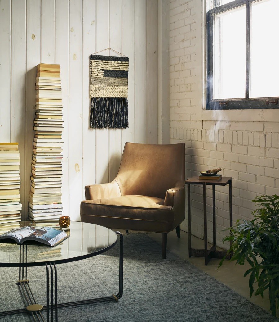 Genuine leather reading chair