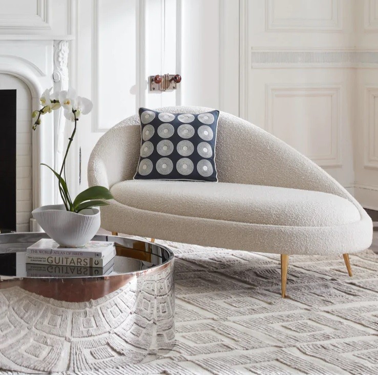 Boucle chaise lounge reading chair