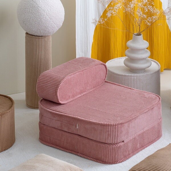 blush pink floor chair with corduroy upholstery stylish kids furniture for designer nusery design ideas for girls toddlers comfortable flip seat multipurpose sleeper chairs