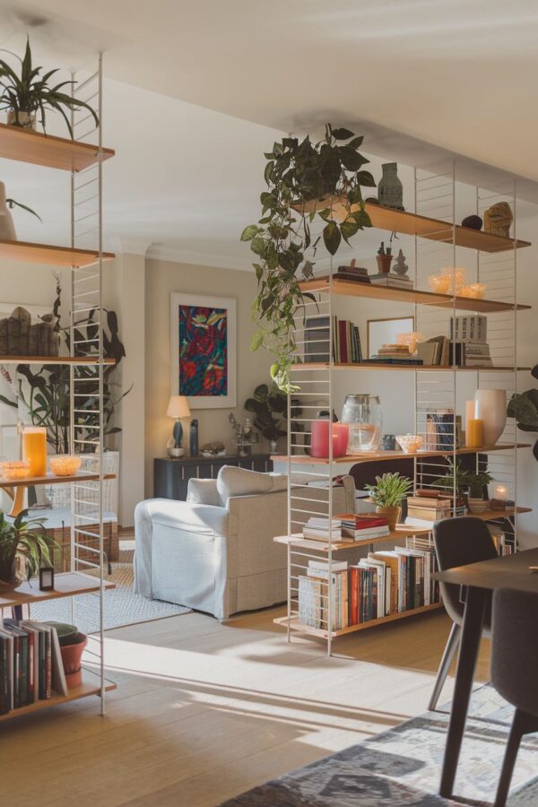 bookcase in open layout