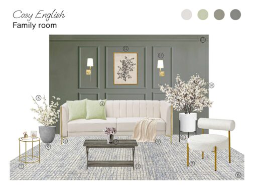 Cosy English Family Room: Board with Shopping List