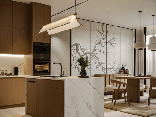 marble and wooden island