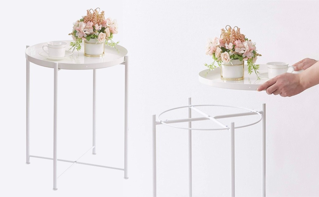 Tray top side table for patio