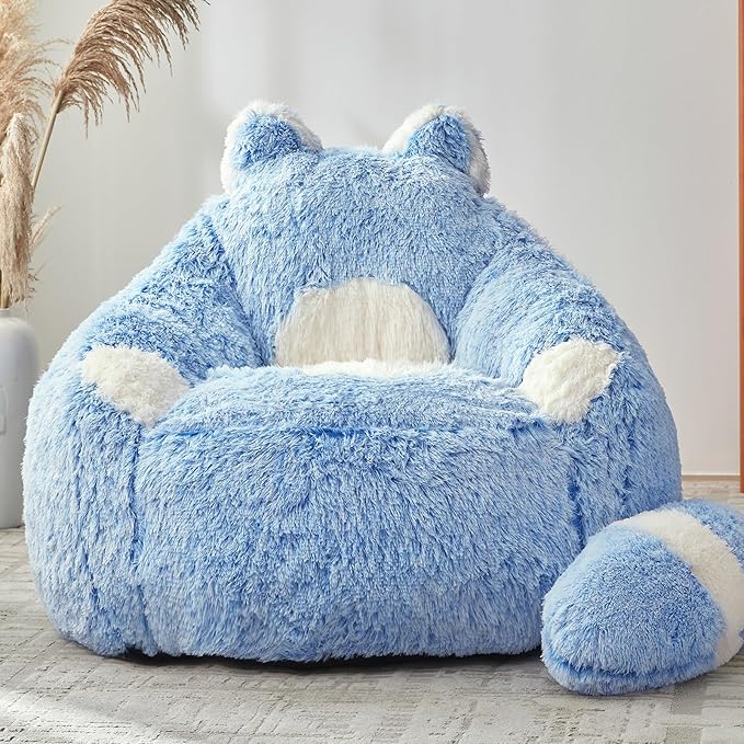 Raccoon shaped bean bag reading chair