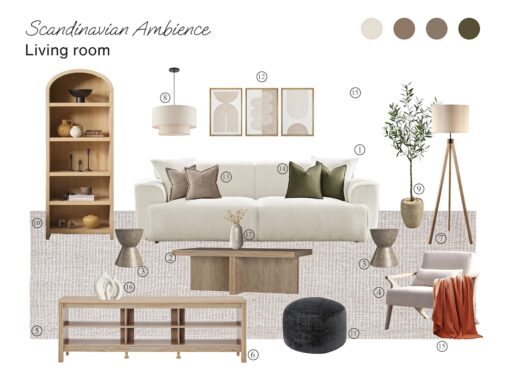 Scandinavian Ambience Living Room: Board with Shopping List