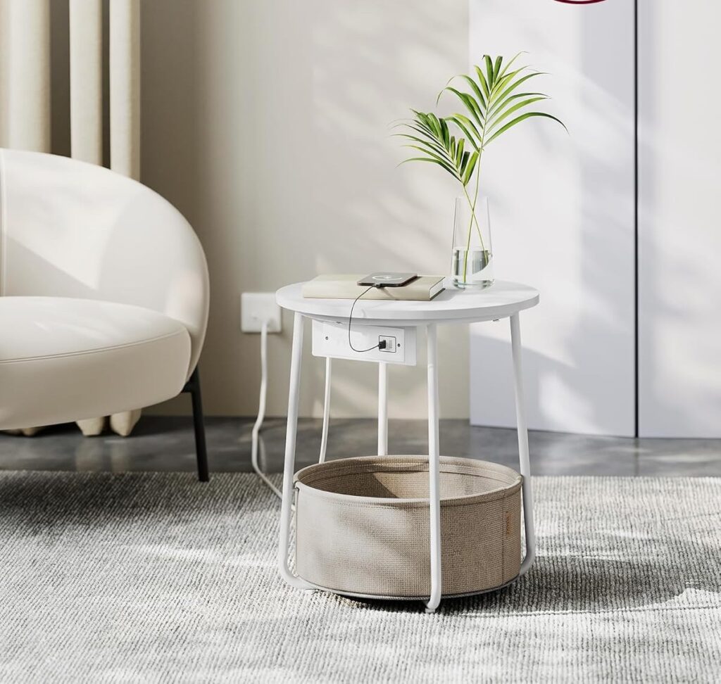 side table with charging station