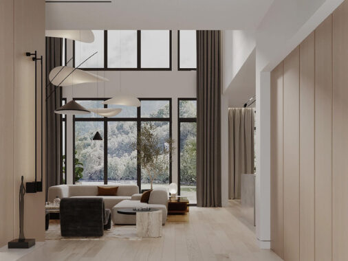 Warm Wood Tones and Double Height Minimalist Luxury 6
