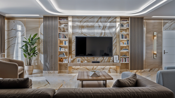 golden inerior tv wall